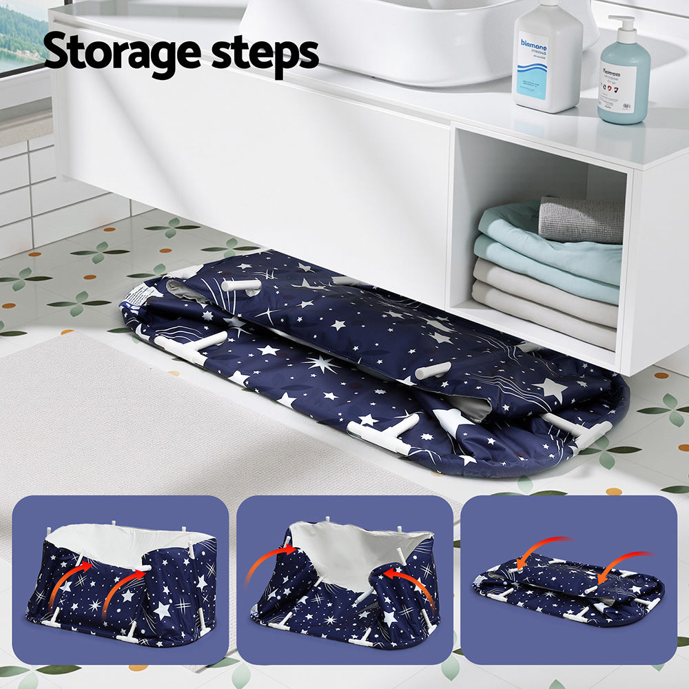 Bathtubs: Weisshorn Foldable Bathtub PVC SPA Bucket Inflatable Cushion 114x62cm Star Navy