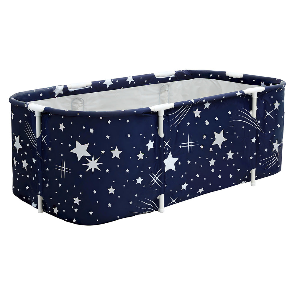 Bathtubs: Weisshorn Foldable Bathtub PVC SPA Bucket Inflatable Cushion 134x65cm Star Navy