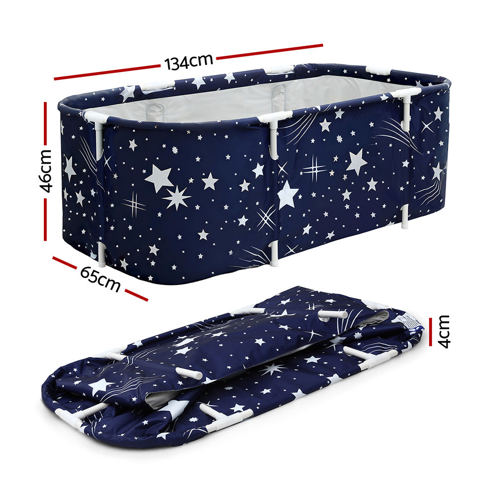 Bathtubs: Weisshorn Foldable Bathtub PVC SPA Bucket Inflatable Cushion 134x65cm Star Navy