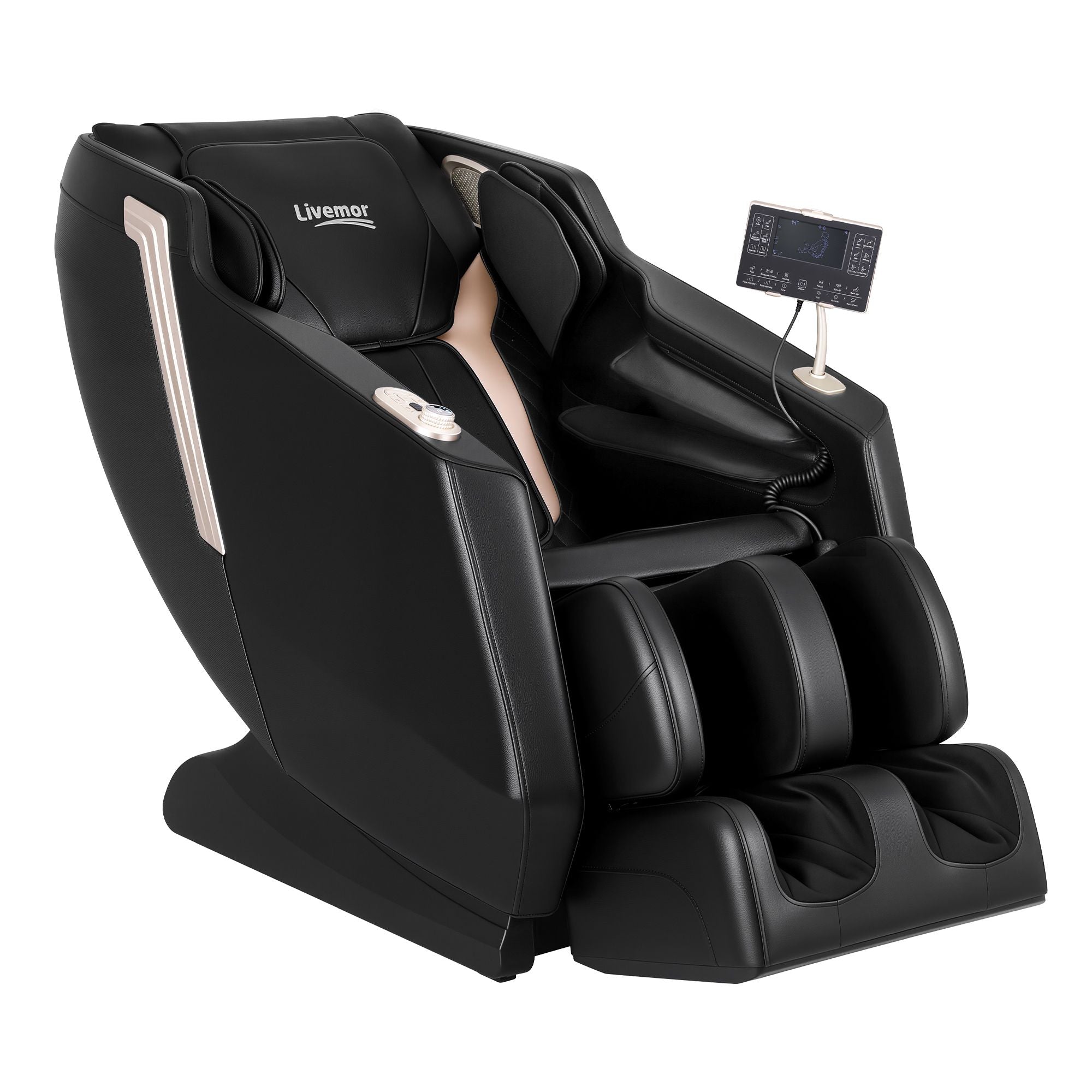 Livemor Flex Massage Chair Full Body with Heat Zero Gravity Recliner, 24 Airbags, Foot Massage, 6 Auto Programs, Voice Control, Bluetooth Speakers, Screen Control, Extendable Footrest