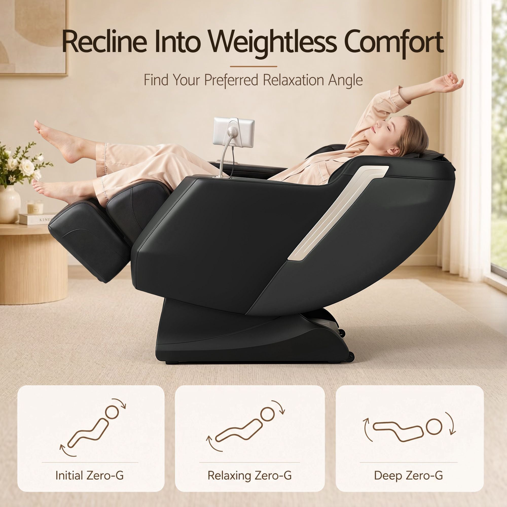 Livemor Flex Massage Chair Full Body with Heat Zero Gravity Recliner, 24 Airbags, Foot Massage, 6 Auto Programs, Voice Control, Bluetooth Speakers, Screen Control, Extendable Footrest