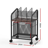 Storage Cabinets: Artiss Mobile File Cabinet Rolling with Locking Wheels Wood Top Compact Storage Organiser Black