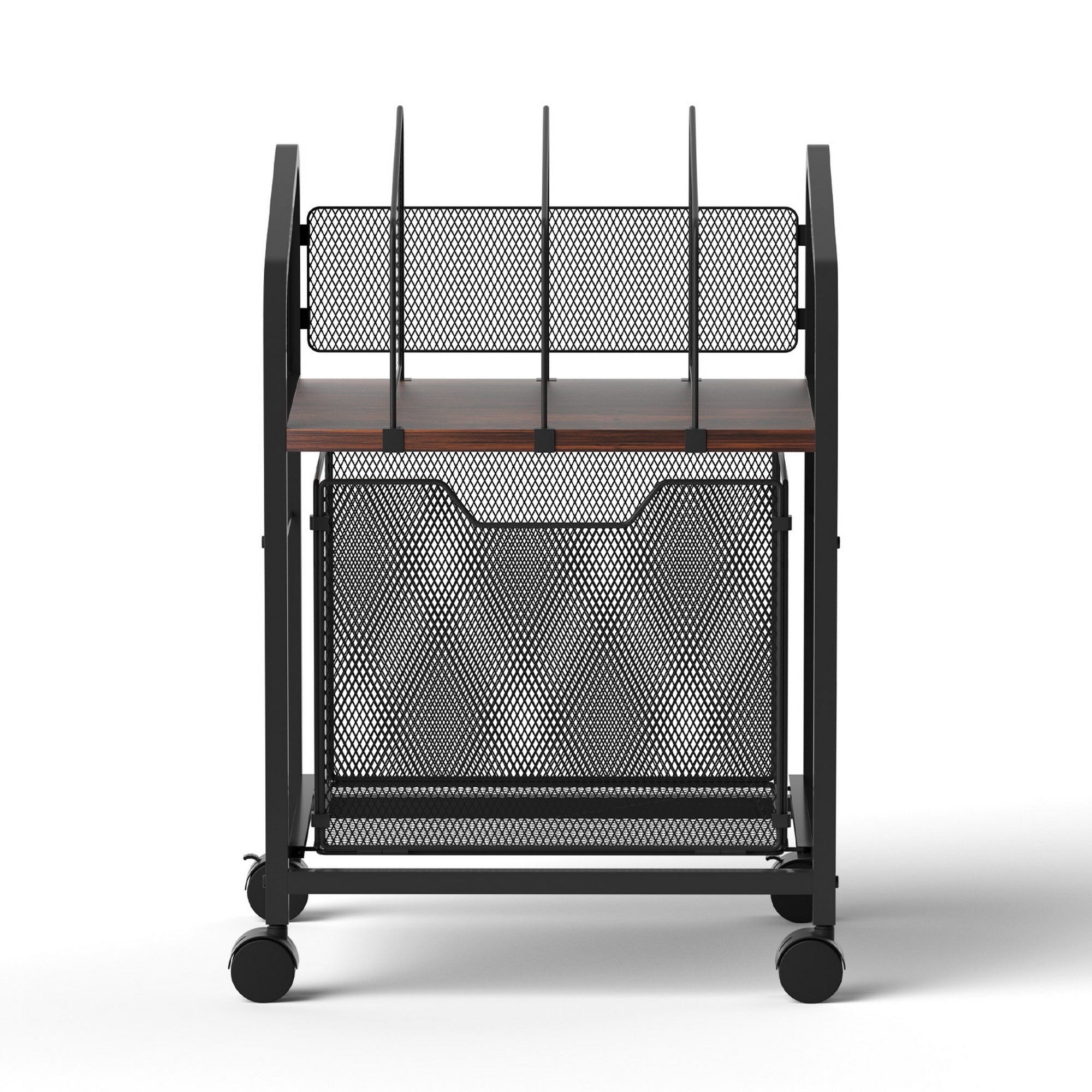 Storage Cabinets: Artiss Mobile File Cabinet Rolling with Locking Wheels Wood Top Compact Storage Organiser Black
