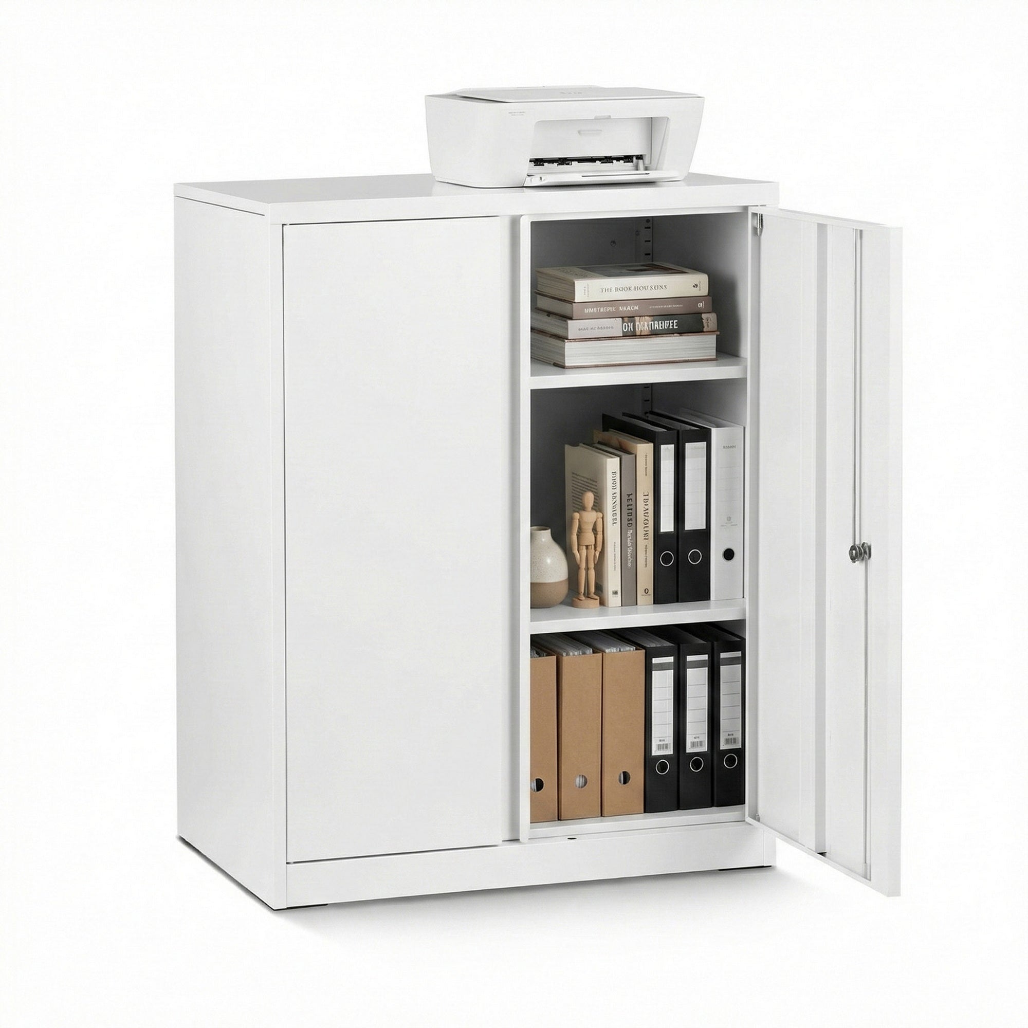 Storage Cabinets: Artiss Steel Locker Cabinet Filing Mental Storage 3-Point Lock Adjustable Shelves White