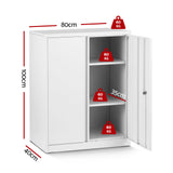 Storage Cabinets: Artiss Steel Locker Cabinet Filing Mental Storage 3-Point Lock Adjustable Shelves White