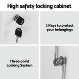 Storage Cabinets: Artiss Steel Locker Cabinet Filing Mental Storage 3-Point Lock Adjustable Shelves White