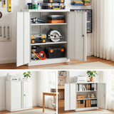 Storage Cabinets: Artiss Steel Locker Cabinet Filing Mental Storage 3-Point Lock Adjustable Shelves White