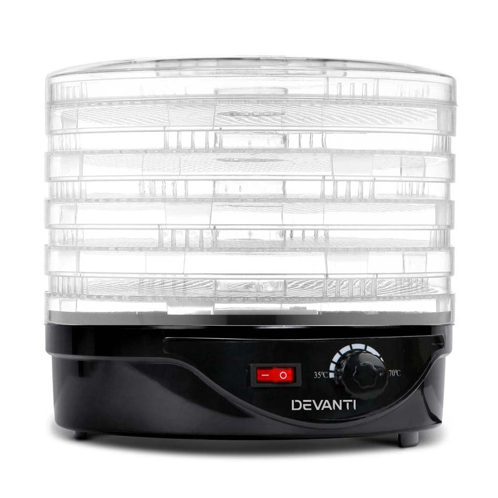 Food Dehydrators: Devanti 5 Trays Food Dehydrator Fruit Dehydrators Pet Beef Jerky Dryer Black