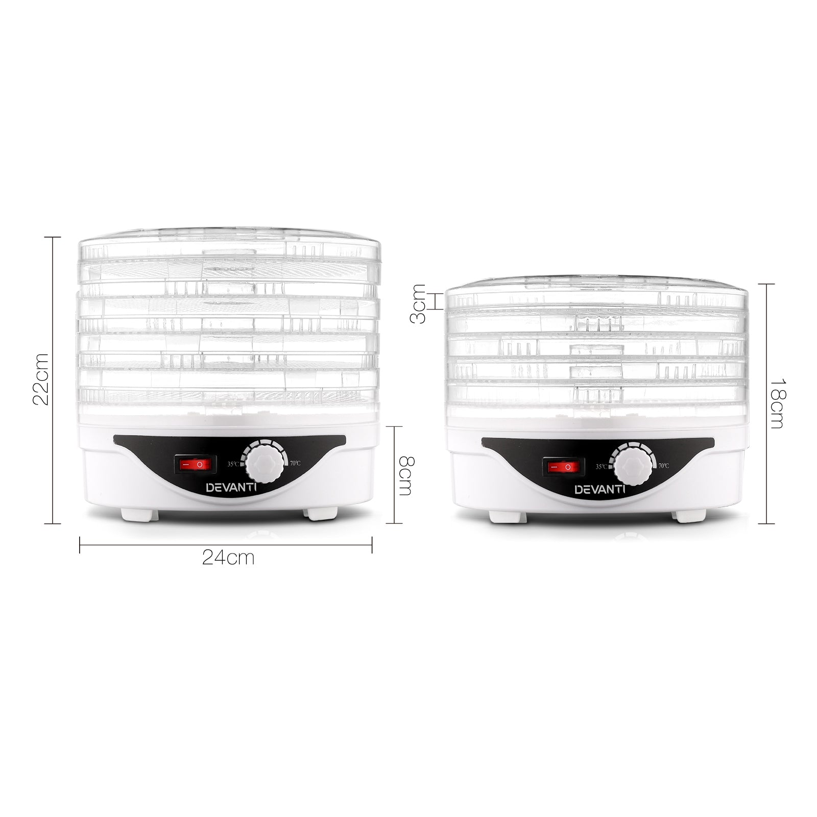 Food Dehydrators: Devanti 5 Trays Food Dehydrator Fruit Dehydrators Pet Beef Jerky Dryer White