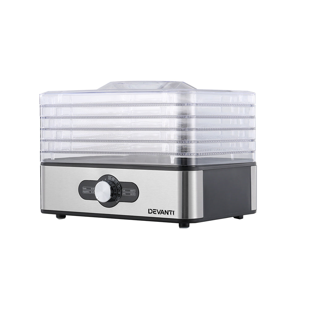 Food Dehydrators: Devanti 5 Trays Food Dehydrator Stainless Steel Tray