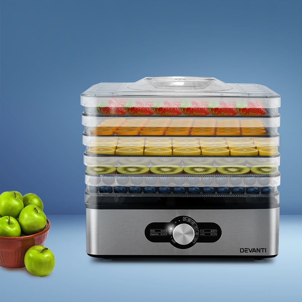 Food Dehydrators: Devanti 5 Trays Food Dehydrator Stainless Steel Tray