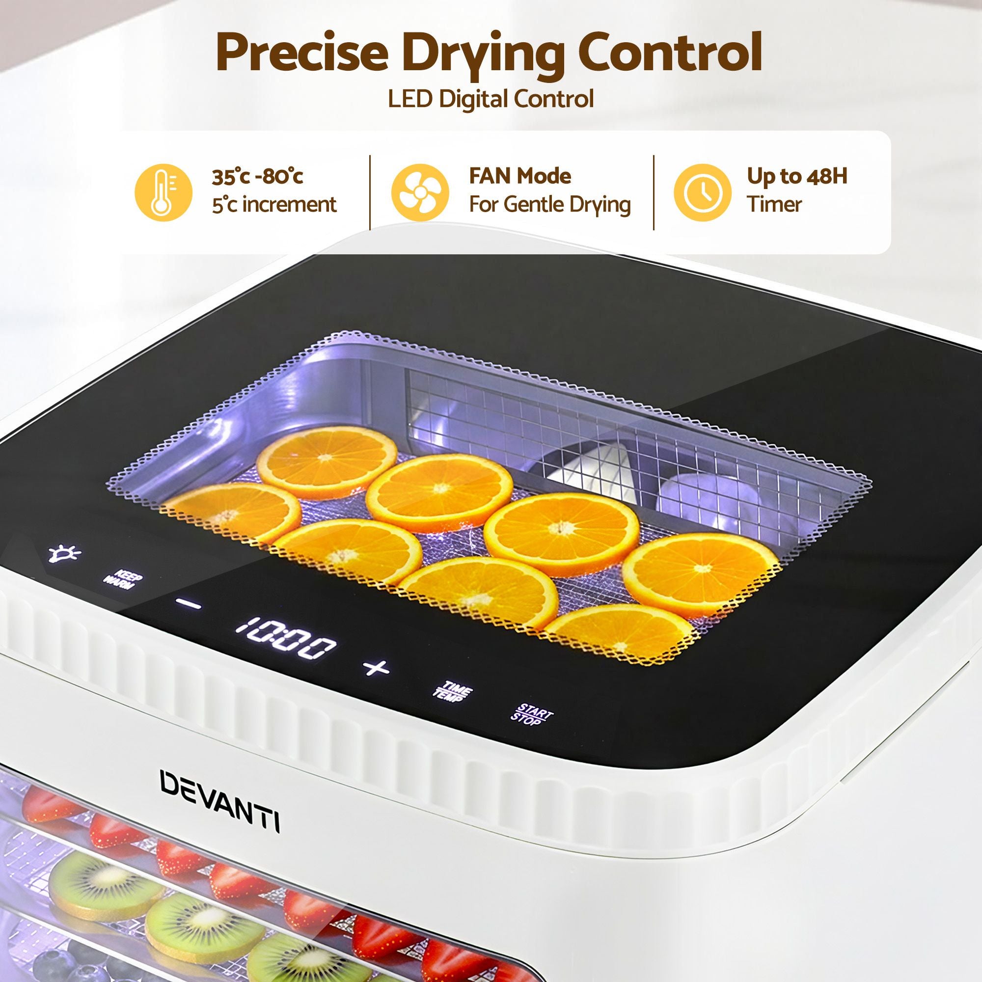 Devanti Food Dehydrator Machine 5 Tray Mini Fruit Dryer Maker White
