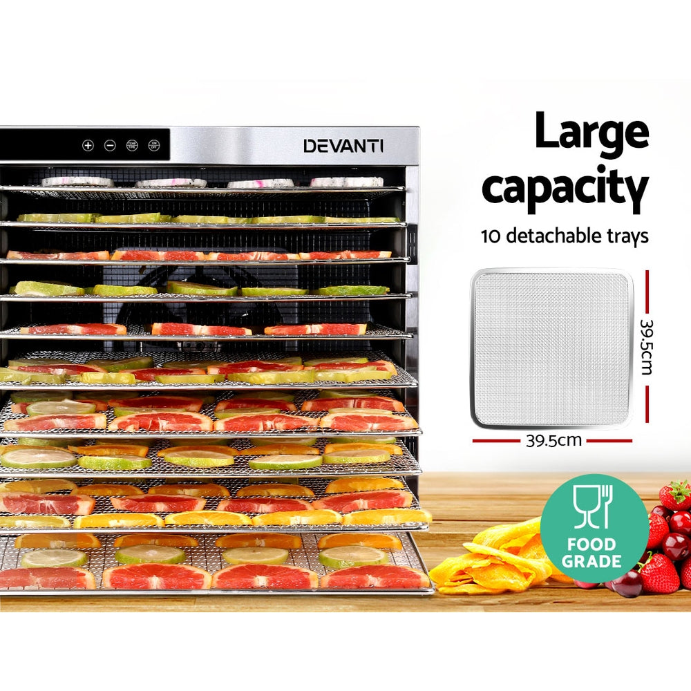 Food Dehydrators: Devanti 10 Trays Food Dehydrator Stainless Steel Tray