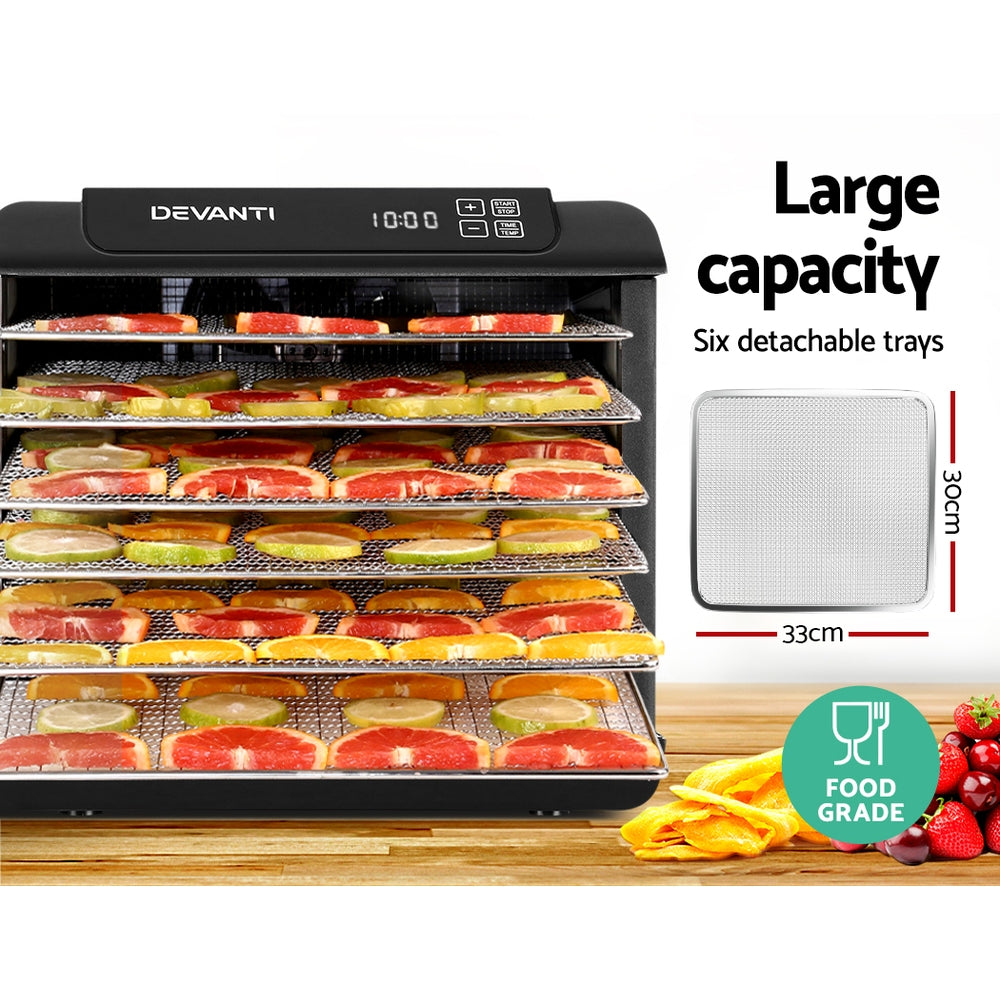 Food Dehydrators: Devanti 6 Trays Food Dehydrator Stainless Steel Tray