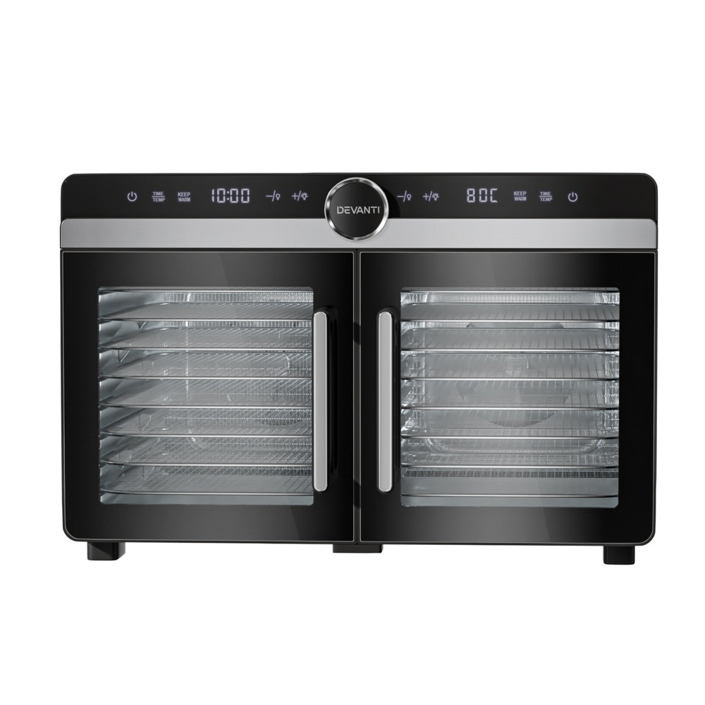 Food Dehydrators: Devanti 16 Trays Food Dehydrator Dual-Zone Stainless Steel
