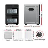 Devanti 12 Trays Food Dehydrator Dual-Zone Stainless Steel Fruit Jerky Dryer