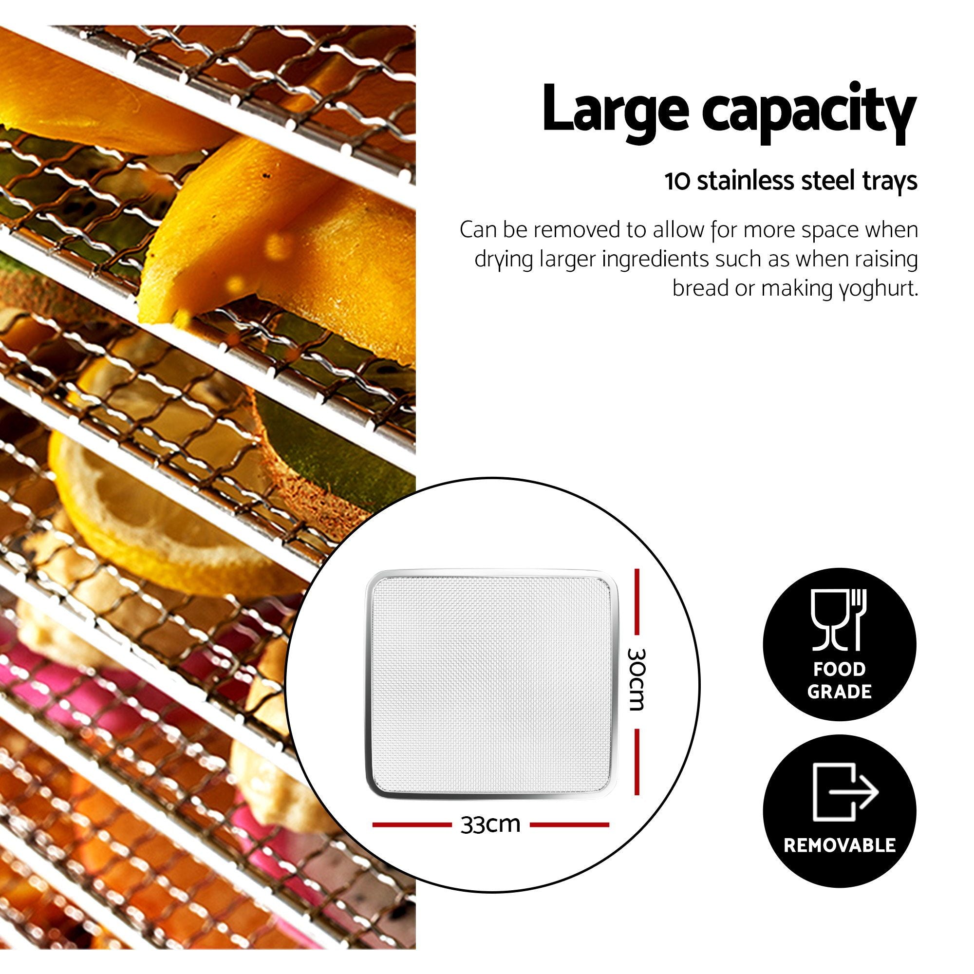 Devanti 10 Trays Food Dehydrator with Stainless Steel Tray