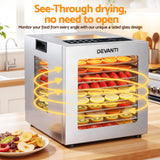 Food Dehydrators: Devanti 10 Trays Food Dehydrator Stainless Steel Visible Glass Door 850W
