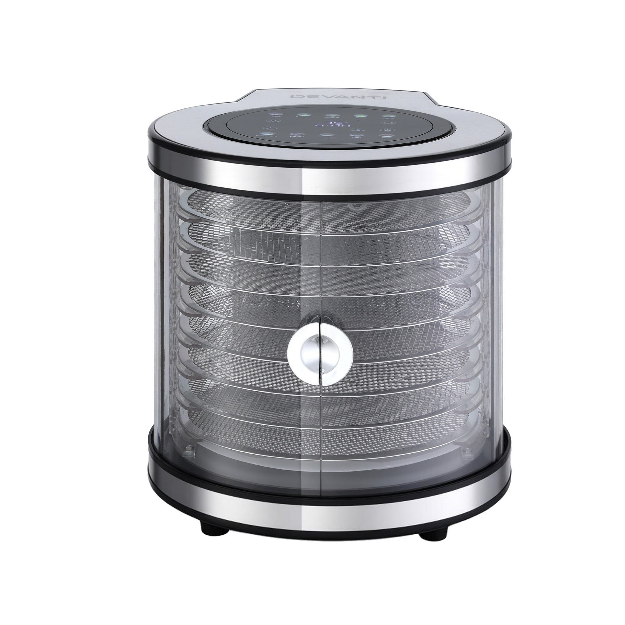 Food Dehydrators: Devanti 8 Trays Food Dehydrator Stainless Steel Auto-Rotate 10 Programs 700W