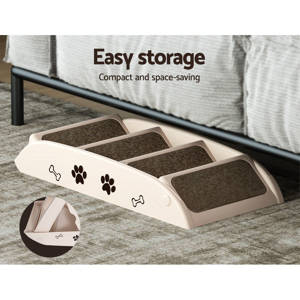 Dog Steps & Ramps: i.Pet Dog Ramp Steps For Bed Sofa Car Pet Stairs Ladder Portable Foldable Beige