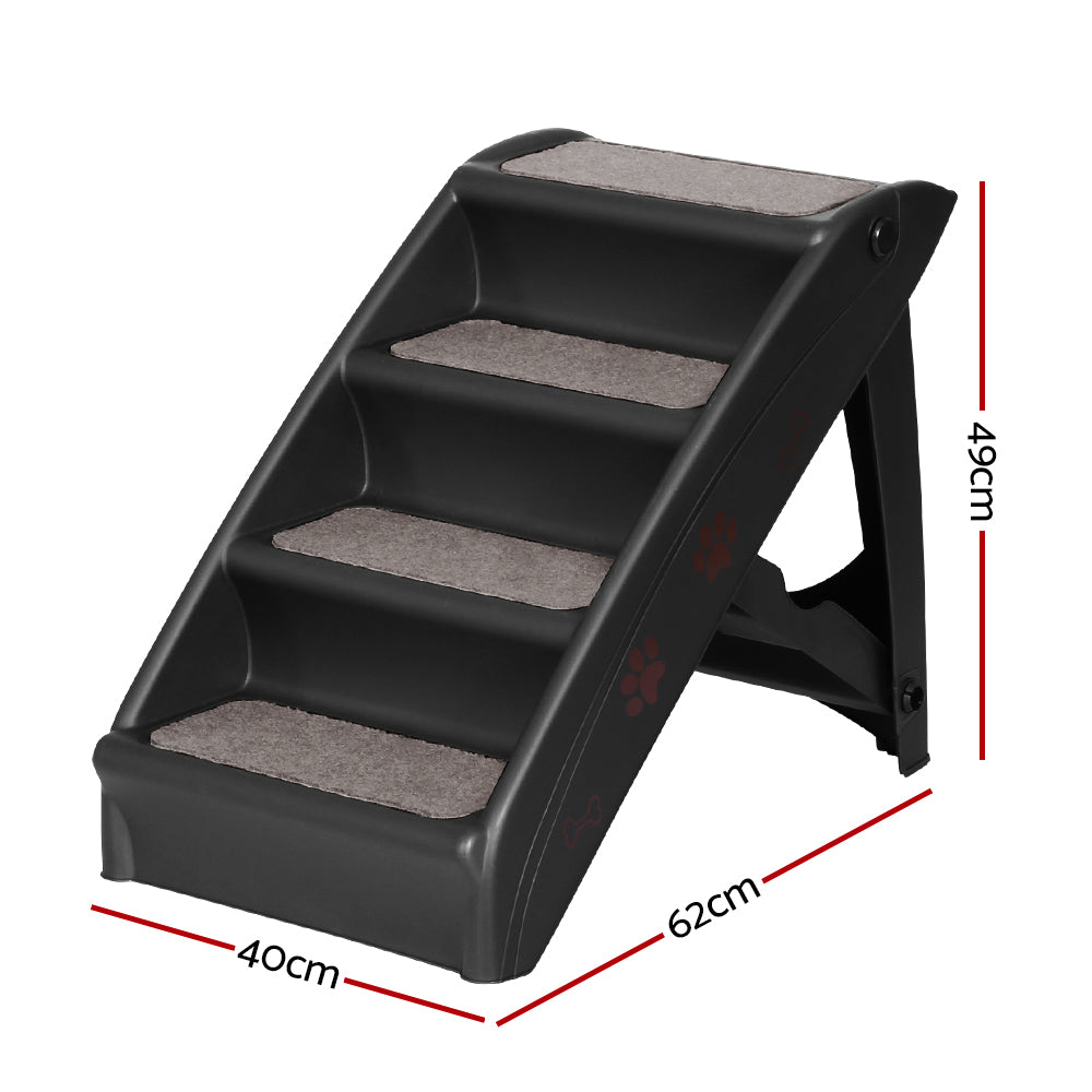 Dog Steps & Ramps: i.Pet Dog Ramp Steps For Bed Sofa Car Pet Stairs Ladder Portable Foldable Black