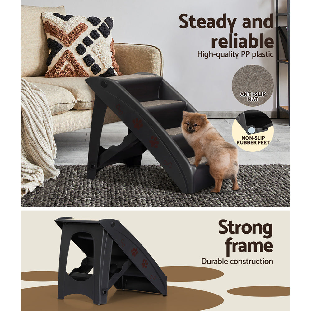 Dog Steps & Ramps: i.Pet Dog Ramp Steps For Bed Sofa Car Pet Stairs Ladder Portable Foldable Black