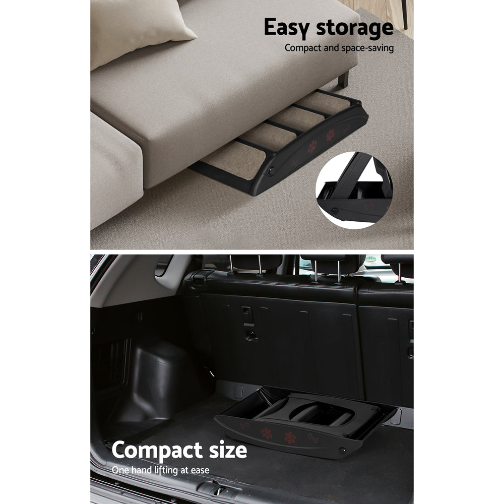 Dog Steps & Ramps: i.Pet Dog Ramp Steps For Bed Sofa Car Pet Stairs Ladder Portable Foldable Black