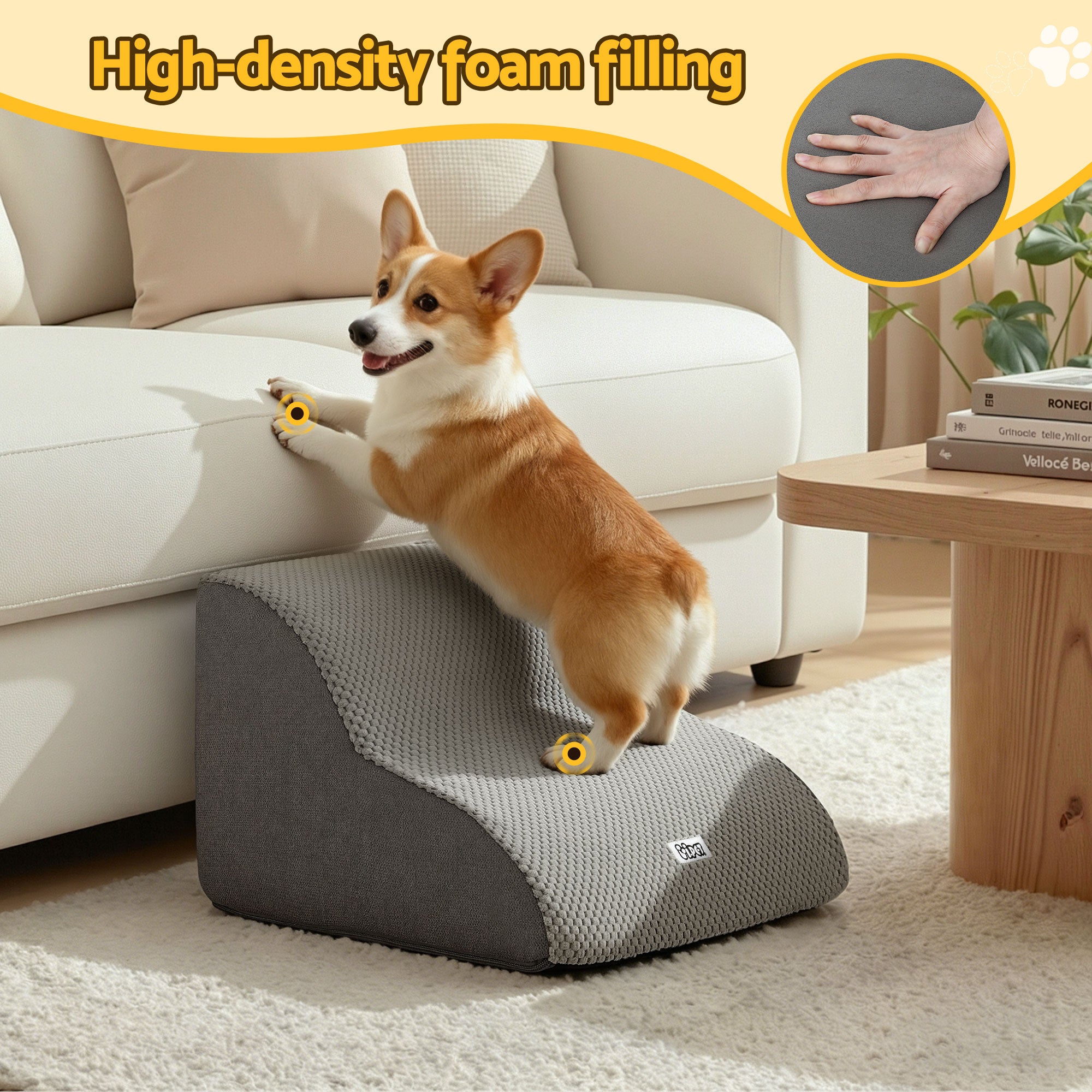 Dog Steps & Ramps: i.Pet Dog Ramp 2 Steps For Small Dogs Bed Sofa Car Foam Non-Slip Pet Cat Stairs