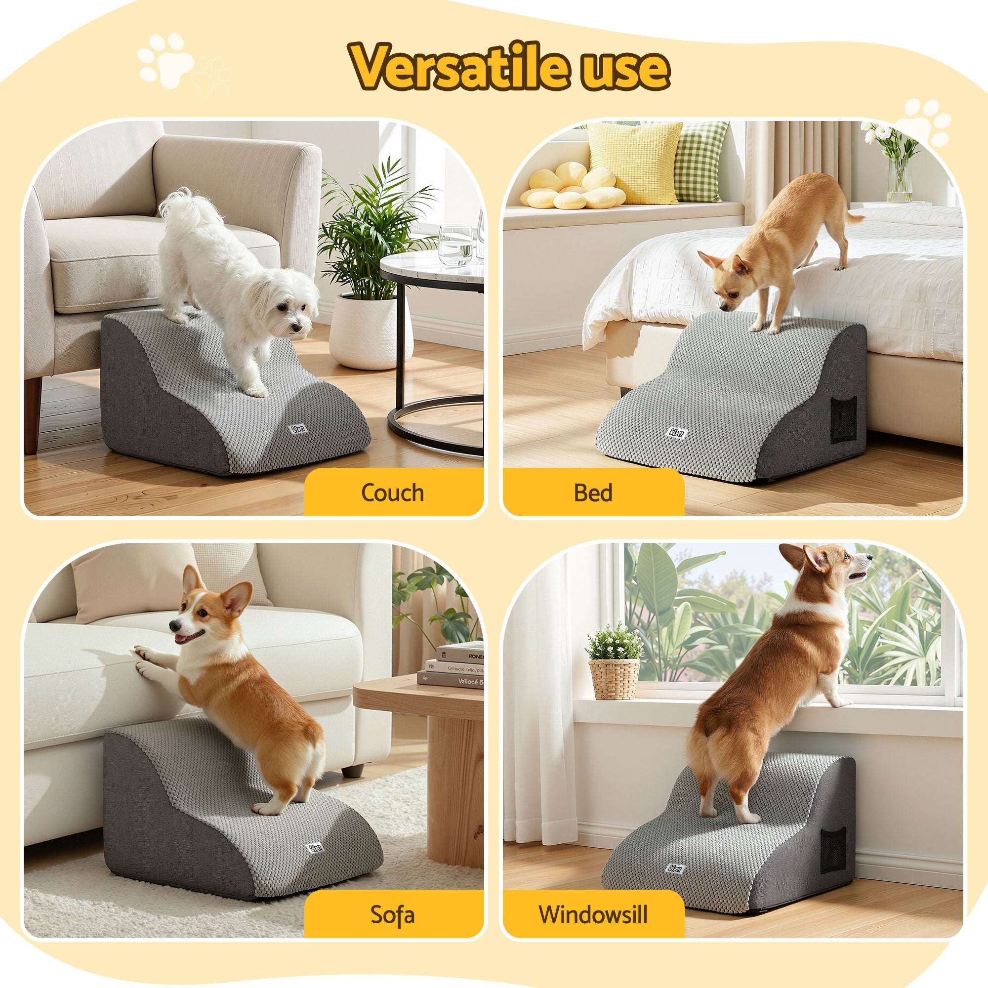Dog Steps & Ramps: i.Pet Dog Ramp 2 Steps For Small Dogs Bed Sofa Car Foam Non-Slip Pet Cat Stairs