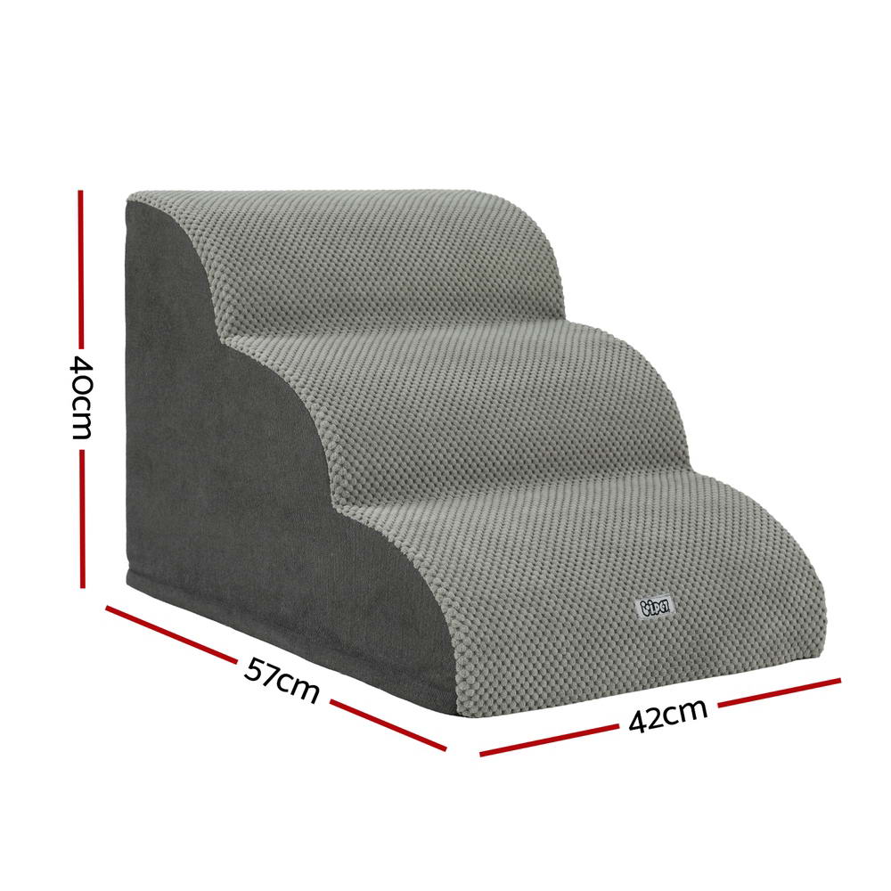 Dog Steps & Ramps: i.Pet Dog Ramp Steps Foam 3 Tier Pet Stairs For Bed Sofa Car Portable Indoor