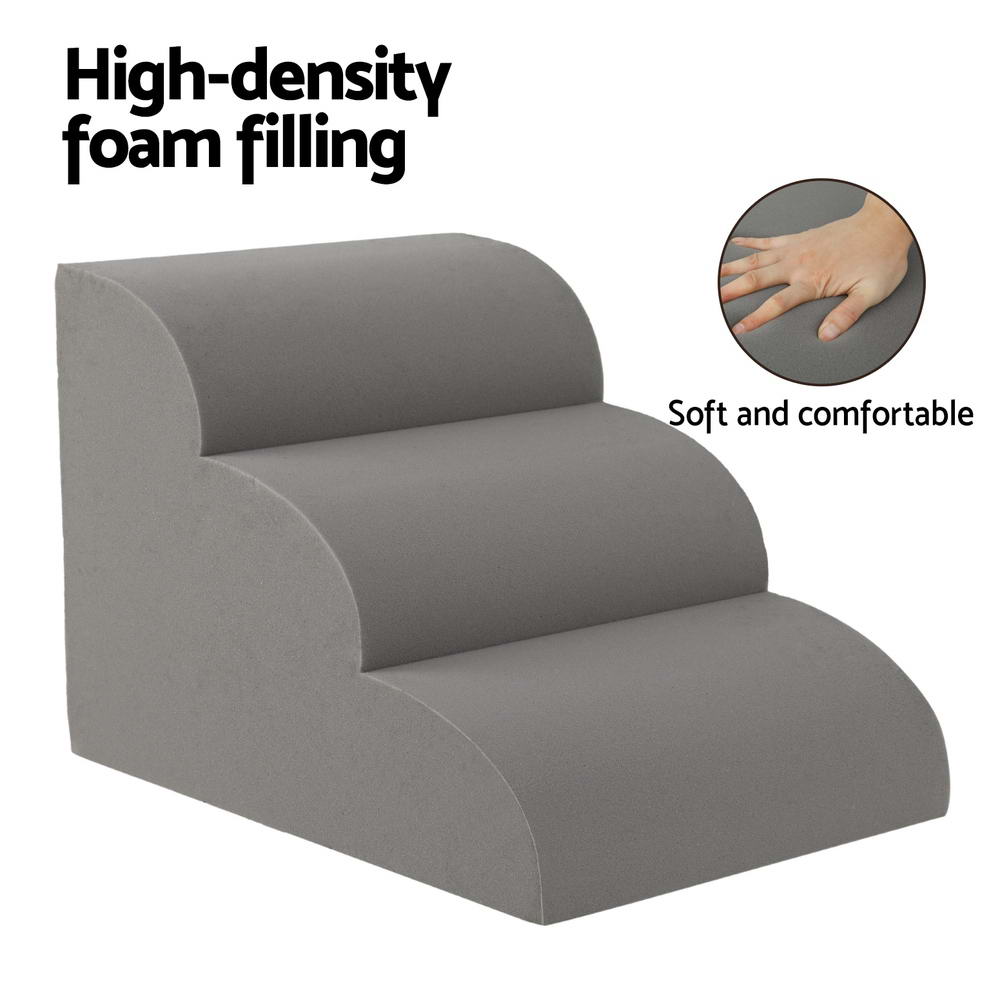 Dog Steps & Ramps: i.Pet Dog Ramp Steps Foam 3 Tier Pet Stairs For Bed Sofa Car Portable Indoor