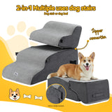 Dog Steps & Ramps: i.Pet Dog Stairs and Bed 2-in-1 Sofa Car Foam Non-Slip Washable Pet Stairs Indoor Grey