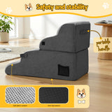 Dog Steps & Ramps: i.Pet Dog Stairs and Bed 2-in-1 Sofa Car Foam Non-Slip Washable Pet Stairs Indoor Grey
