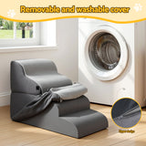 Dog Steps & Ramps: i.Pet Dog Stairs and Bed 2-in-1 Sofa Car Foam Non-Slip Washable Pet Stairs Indoor Grey