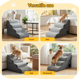 Dog Steps & Ramps: i.Pet Dog Stairs and Bed 2-in-1 Sofa Car Foam Non-Slip Washable Pet Stairs Indoor Grey