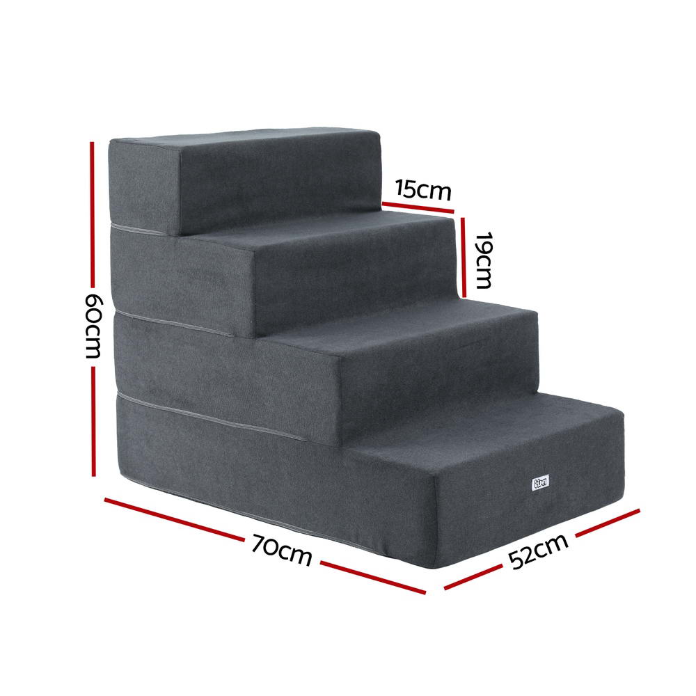 Dog Steps & Ramps: i.Pet Dog Ramp Foam Dog Cover Stairs Portable Cat Ladder For Sofa Bed 4 Steps