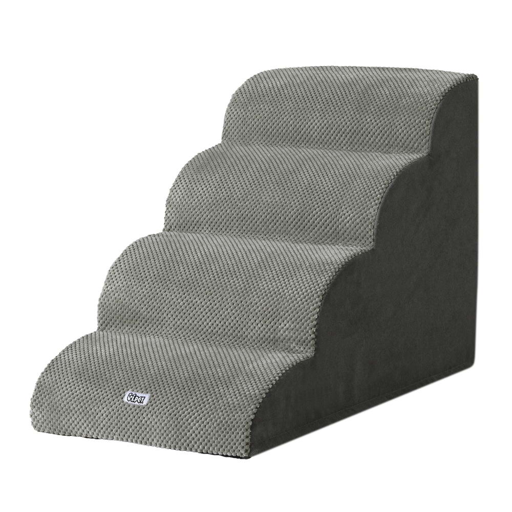 Dog Steps & Ramps: i.Pet Dog Ramp Steps Foam 4 Tier Pet Stairs For Bed Sofa Car Portable Indoor