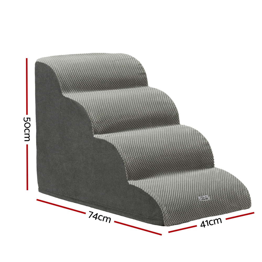 Dog Steps & Ramps: i.Pet Dog Ramp Steps Foam 4 Tier Pet Stairs For Bed Sofa Car Portable Indoor