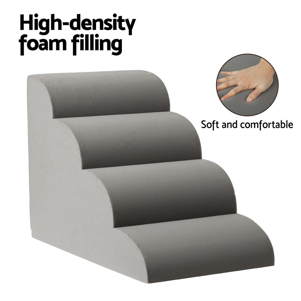 Dog Steps & Ramps: i.Pet Dog Ramp Steps Foam 4 Tier Pet Stairs For Bed Sofa Car Portable Indoor
