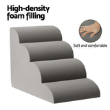 Dog Steps & Ramps: i.Pet Dog Ramp Steps Foam 4 Tier Pet Stairs For Bed Sofa Car Portable Indoor