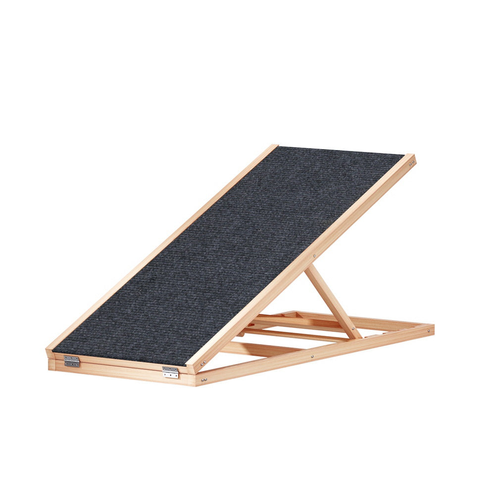 Dog Steps & Ramps: i.Pet Dog Ramp 100cm Adjustable Height Wooden Steps Stairs For Bed Sofa Car Foldable