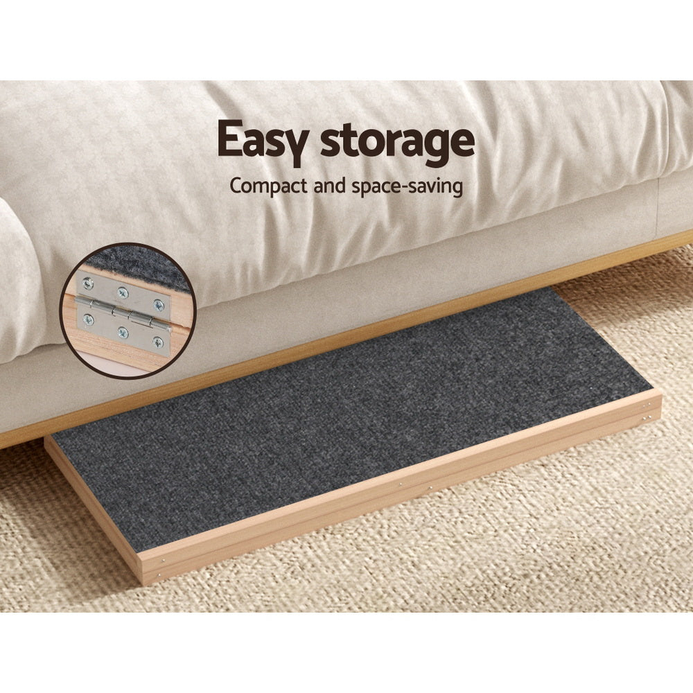Dog Steps & Ramps: i.Pet Dog Ramp 100cm Adjustable Height Wooden Steps Stairs For Bed Sofa Car Foldable
