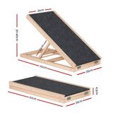 Dog Steps & Ramps: i.Pet Dog Ramp 70cm Adjustable Height Wooden Steps Stairs For Bed Sofa Car Foldable
