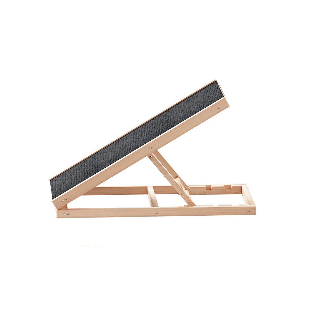 Dog Steps & Ramps: i.Pet Dog Ramp 70cm Adjustable Height Wooden Steps Stairs For Bed Sofa Car Foldable