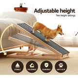 Dog Steps & Ramps: i.Pet Dog Ramp 70cm Adjustable Height Wooden Steps Stairs For Bed Sofa Car Foldable