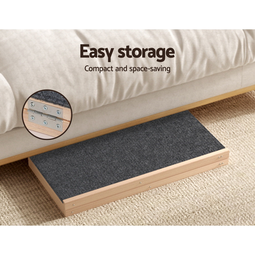 Dog Steps & Ramps: i.Pet Dog Ramp 70cm Adjustable Height Wooden Steps Stairs For Bed Sofa Car Foldable