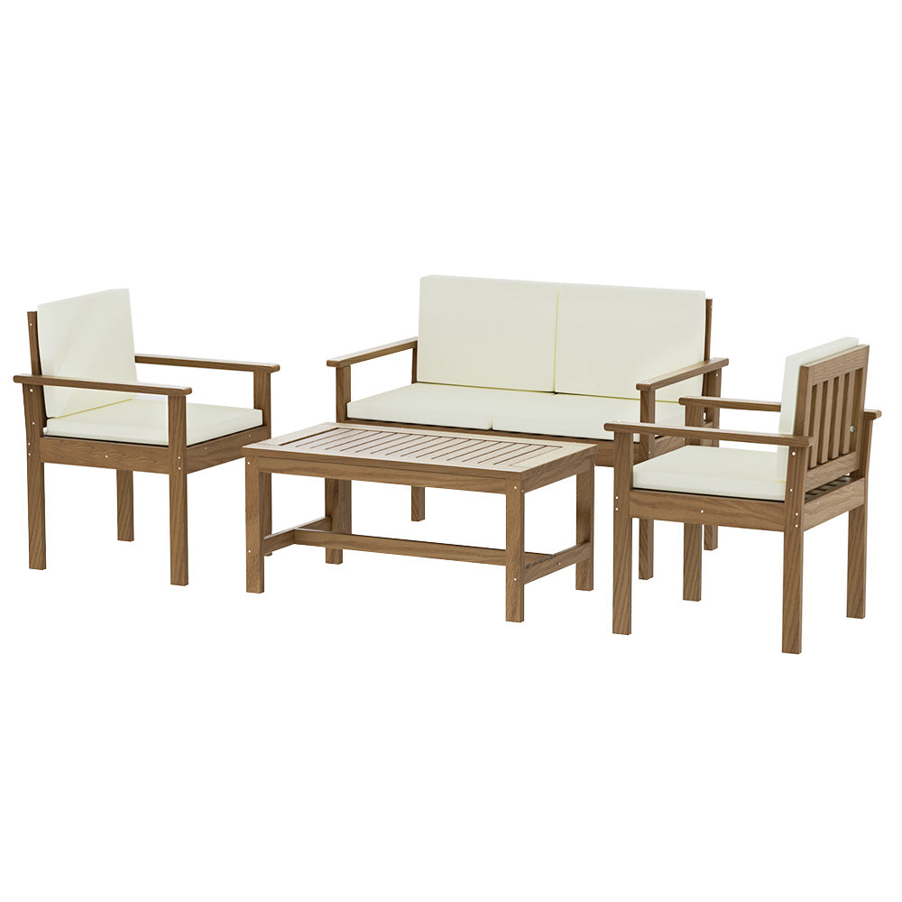 Outdoor Sofas & Lounge Sets: Gardeon 4-Piece Outdoor Sofa Set Wooden Couch Lounge Setting