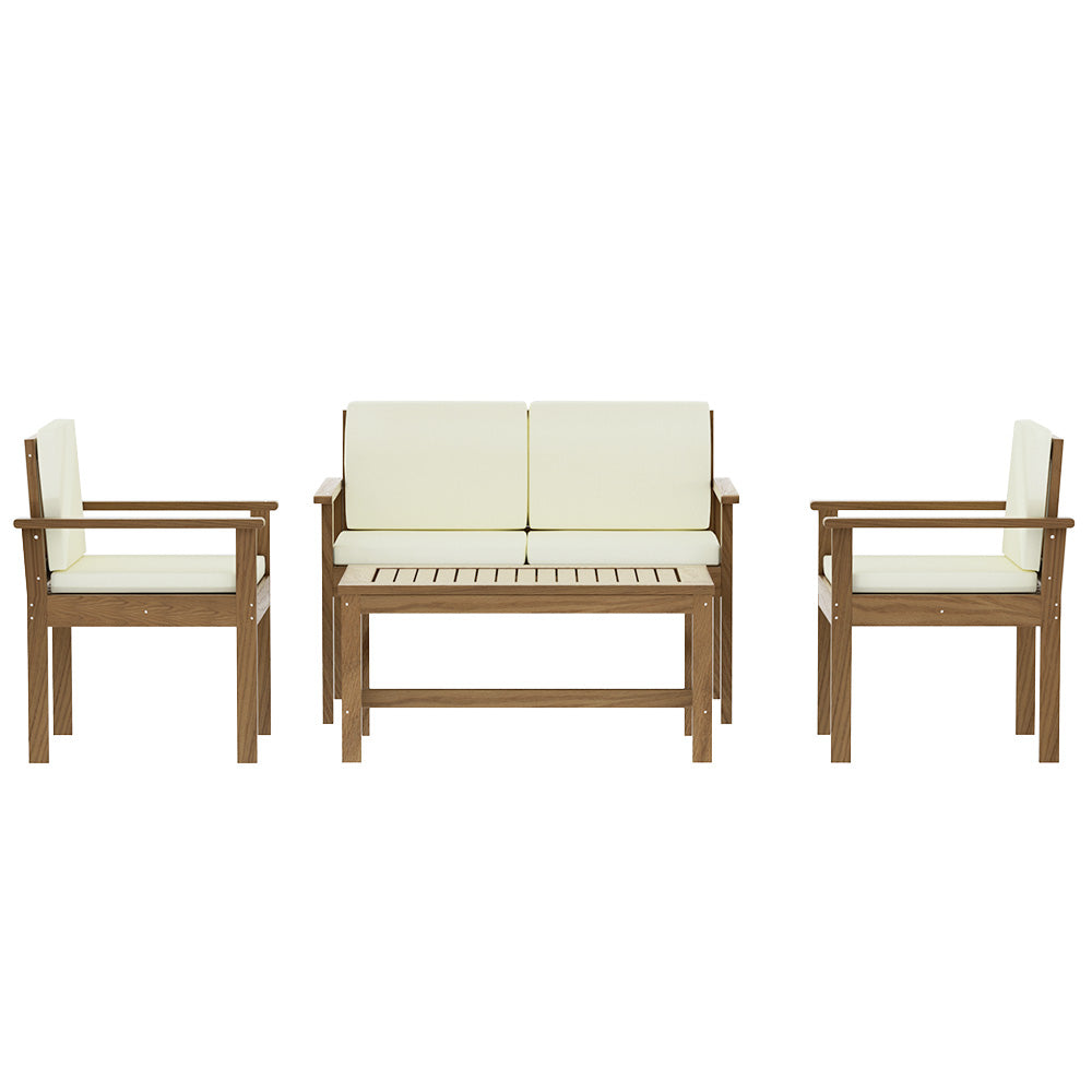 Outdoor Sofas & Lounge Sets: Gardeon 4-Piece Outdoor Sofa Set Wooden Couch Lounge Setting