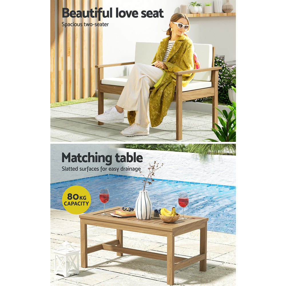 Outdoor Sofas & Lounge Sets: Gardeon 4-Piece Outdoor Sofa Set Wooden Couch Lounge Setting
