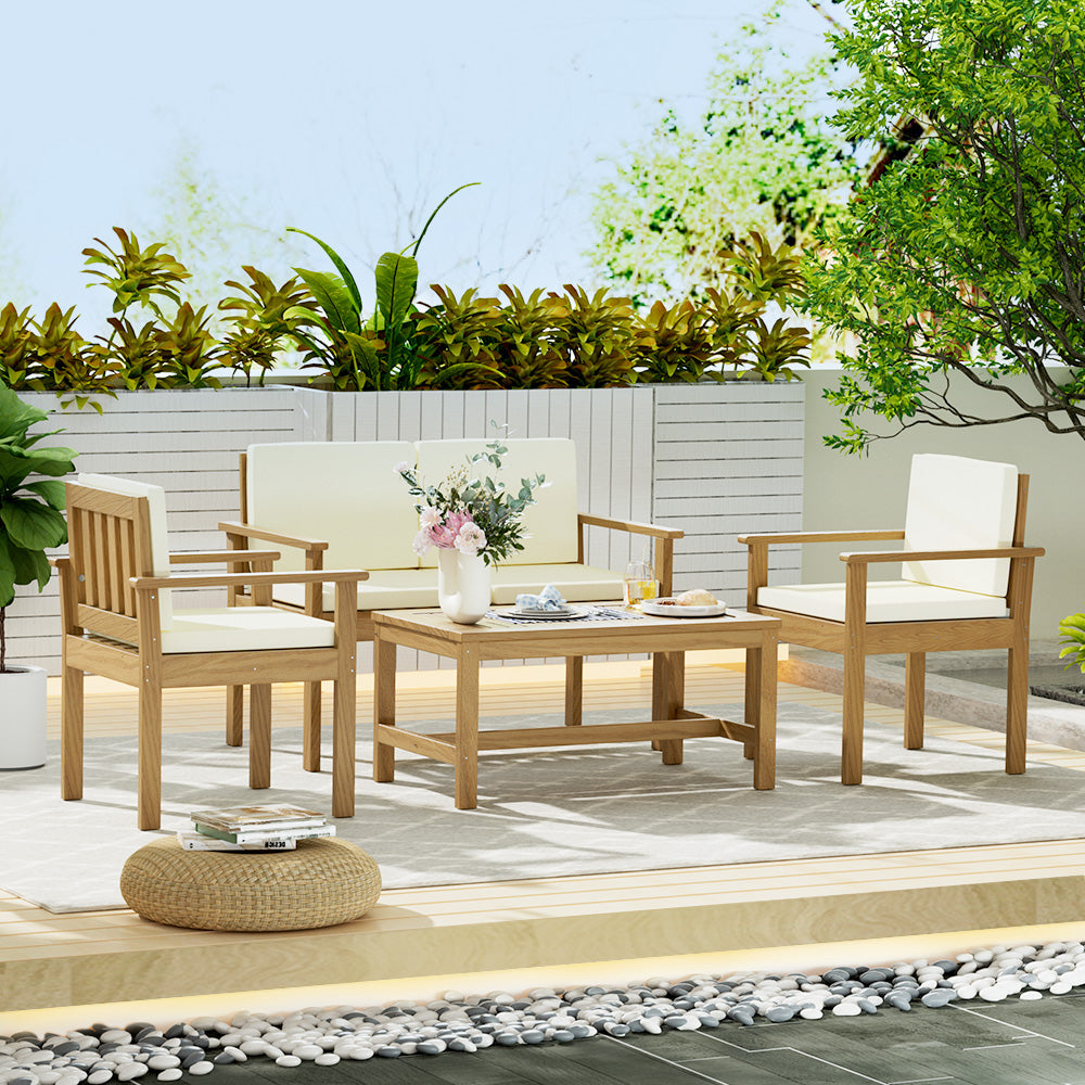 Outdoor Sofas & Lounge Sets: Gardeon 4-Piece Outdoor Sofa Set Wooden Couch Lounge Setting